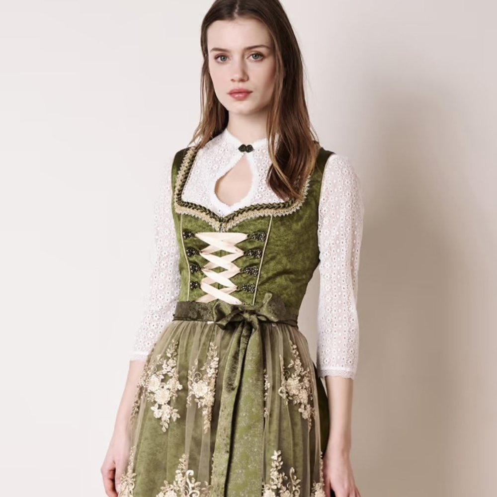 Authentic Kruger Dirndl Dress Green Size 36 Small (US 6)